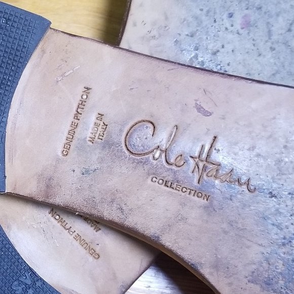 Cole Haan Women's Genuine Python Gold Slide Sandals 9.5 Snake Skin - Picture 4 of 4